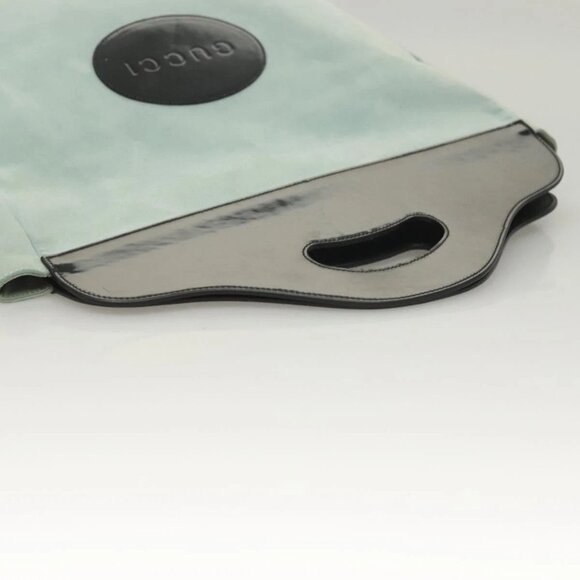 GUCCI Hand Bag Suede Light Blue Black 002 8000 Auth - Picture 7 of 15